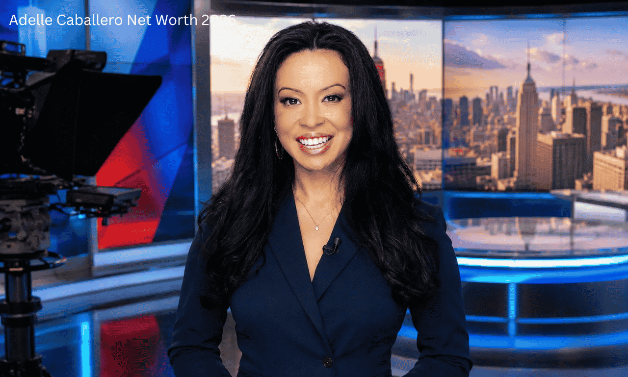 Adelle Caballero reporting live for NBC 4 New York during a television news broadcast in 2026